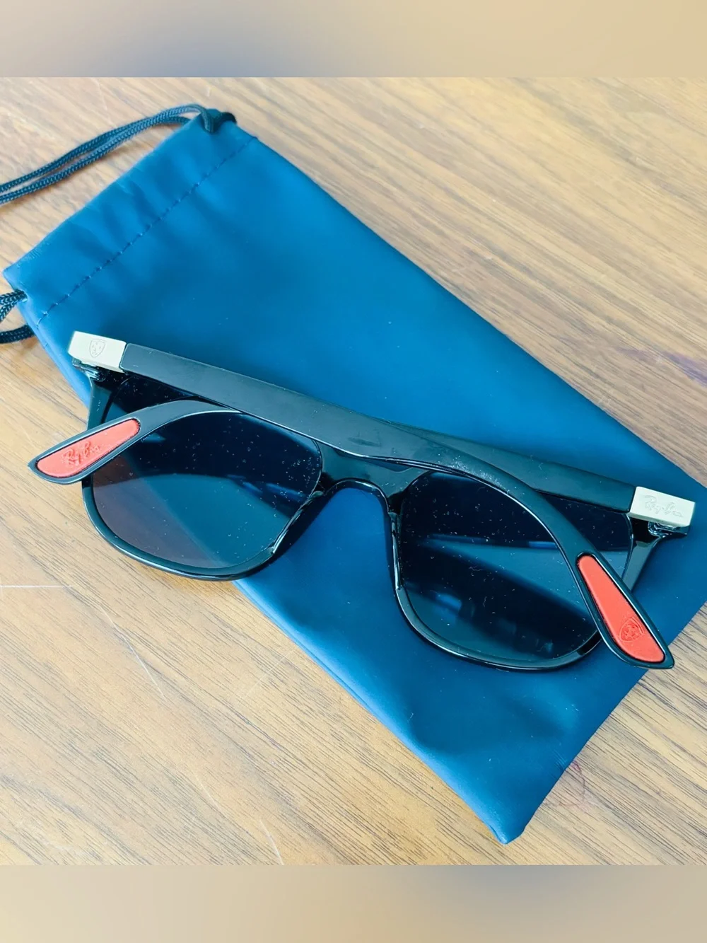 Ray-Ban x Scuderia Ferrari Black Frame, Blue Lens Sunglasses made in Italy